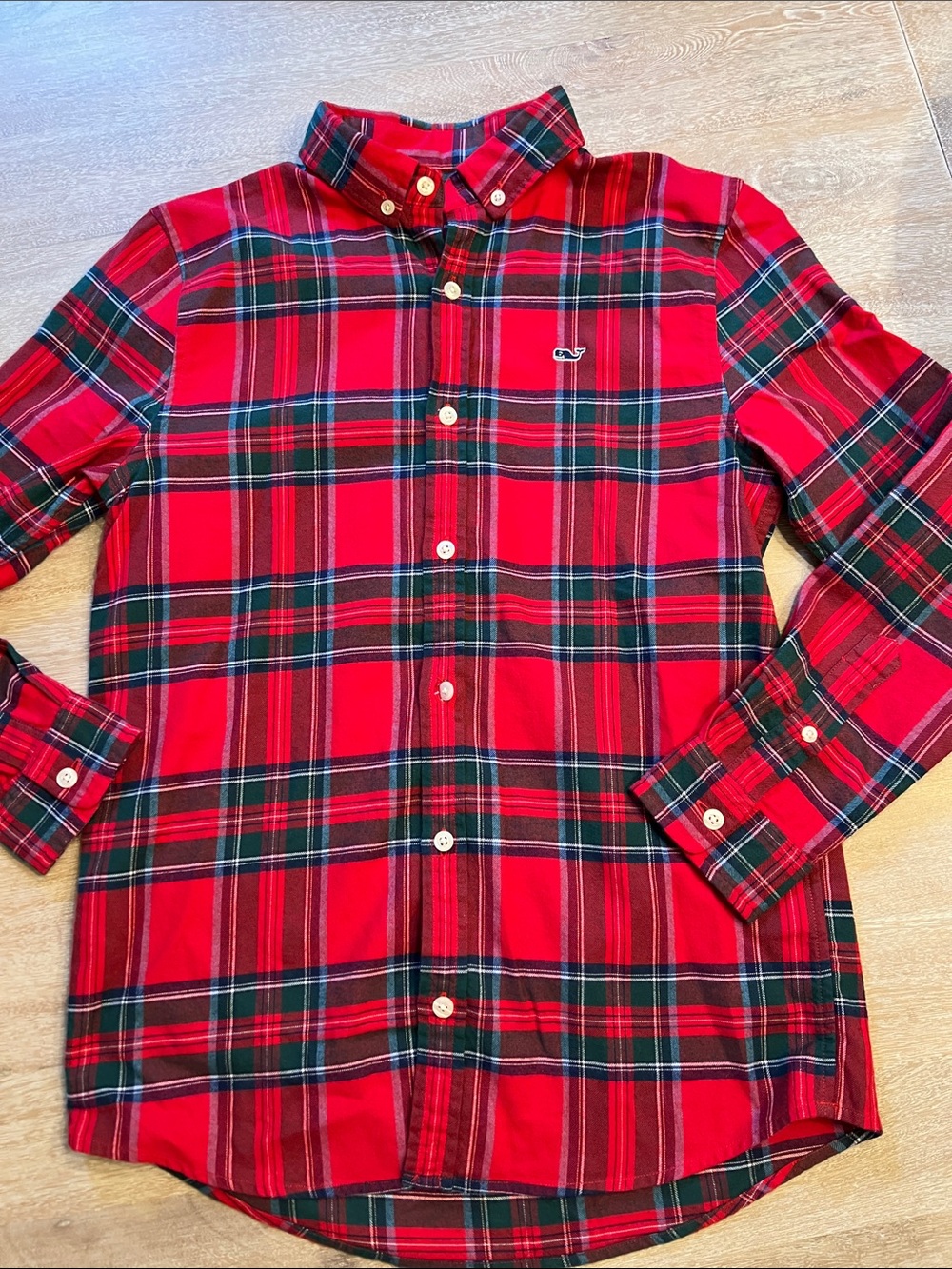 Vineyard Vines boys medium 12/14 light plaid flannel shirt EUC